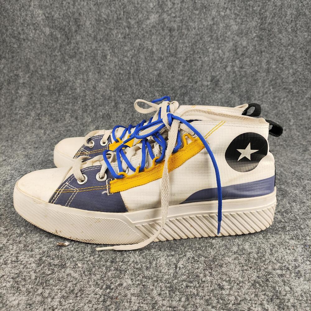 Converse Shoes Mens Size 10.5 White Blue Yellow Canvas Mid Top Sneakers 171394C